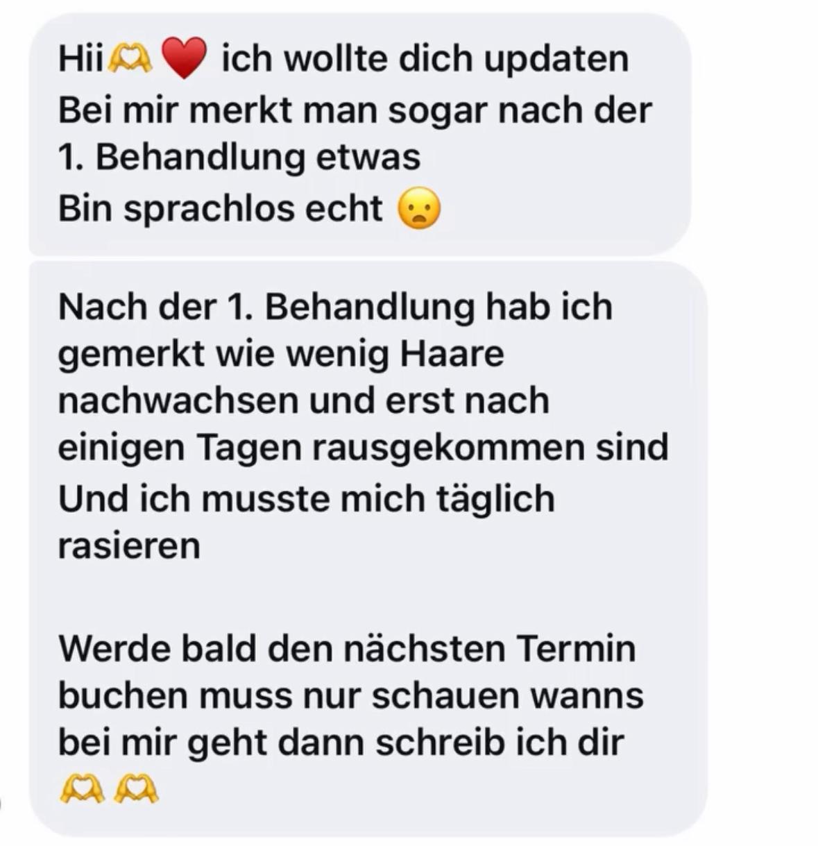 Kundenfeedback LaserLux erste Behandlung